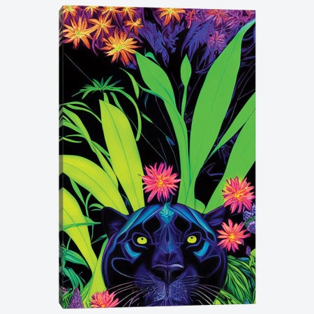 Colourful Black Panther Canvas Print #GSZ75} by Gloria Sánchez Canvas Artwork