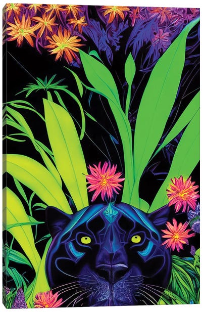 Colourful Black Panther Canvas Art Print - Panther Art
