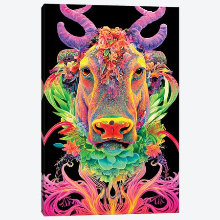 Colourful Bull Canvas Print #GSZ76} by Gloria Sánchez Canvas Art