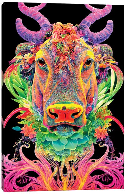 Colourful Bull Canvas Art Print - Gloria Sánchez