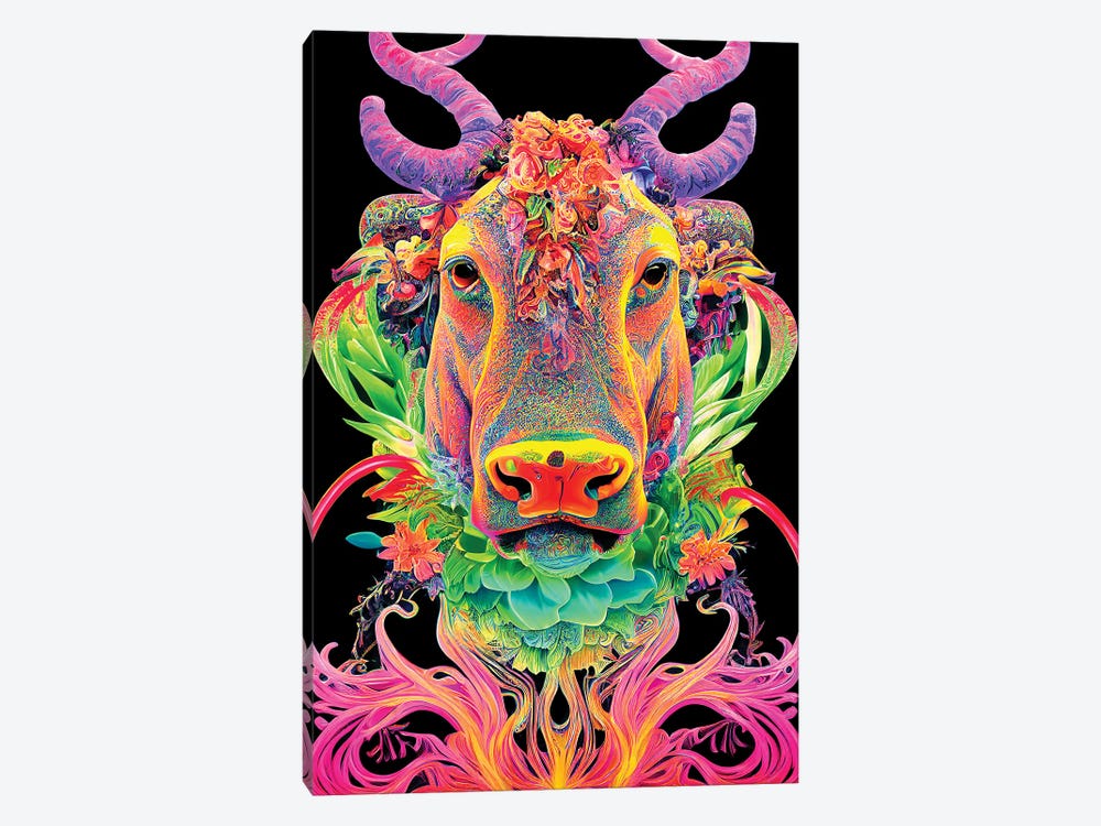 Colourful Bull by Gloria Sánchez 1-piece Canvas Print