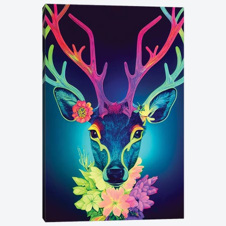 Colourful Deer Canvas Print #GSZ79} by Gloria Sánchez Art Print