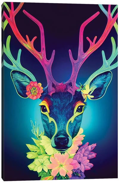 Colourful Deer Canvas Art Print - Gloria Sánchez