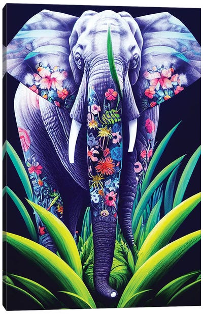 Colourful Elephant Canvas Art Print - Gloria Sánchez