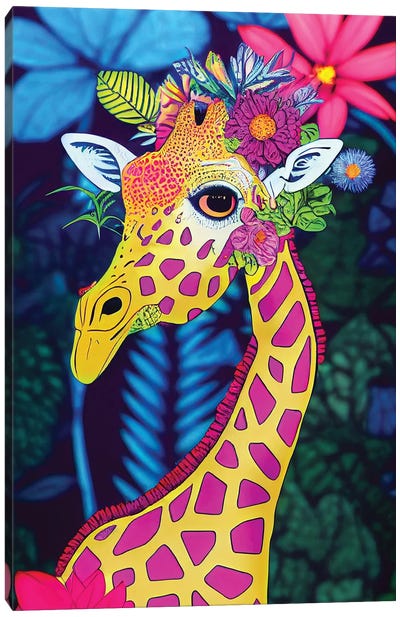 Colourful Giraffe Canvas Art Print - Gloria Sánchez