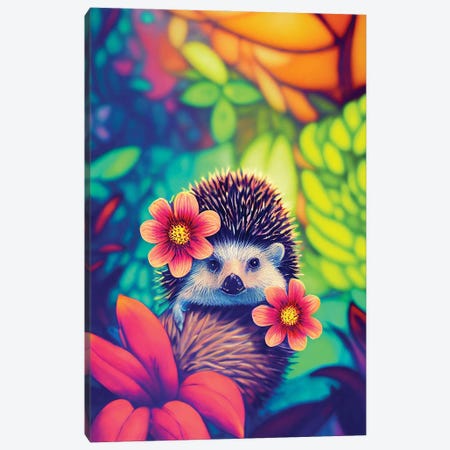 Colourful Hedgehog Canvas Print #GSZ83} by Gloria Sánchez Canvas Art