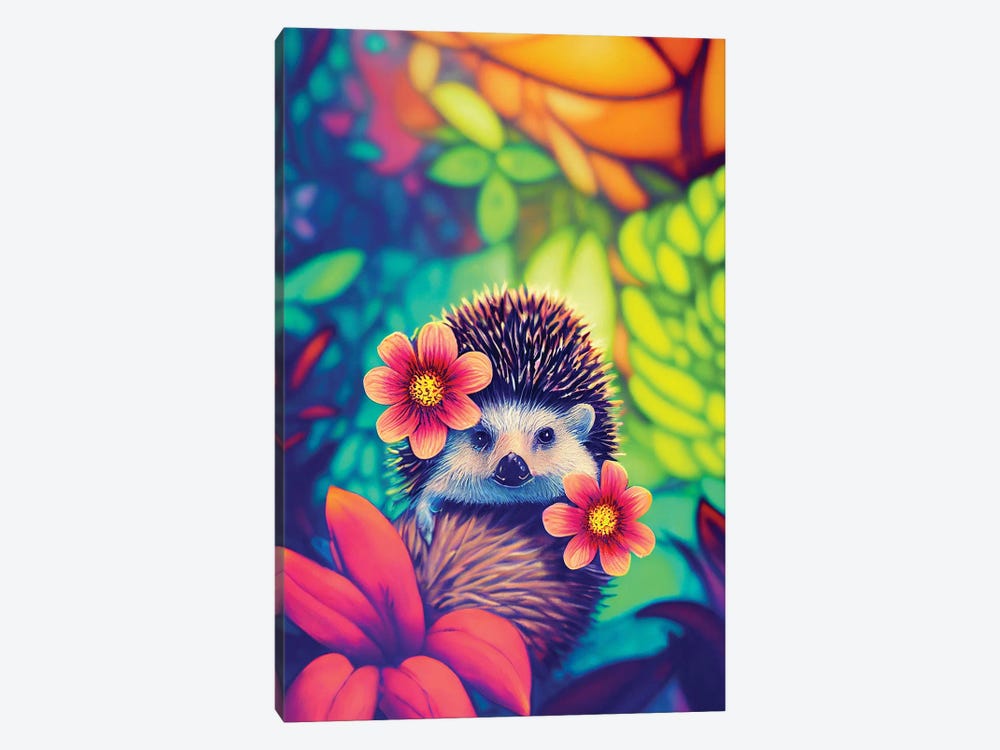 Colourful Hedgehog by Gloria Sánchez 1-piece Canvas Print