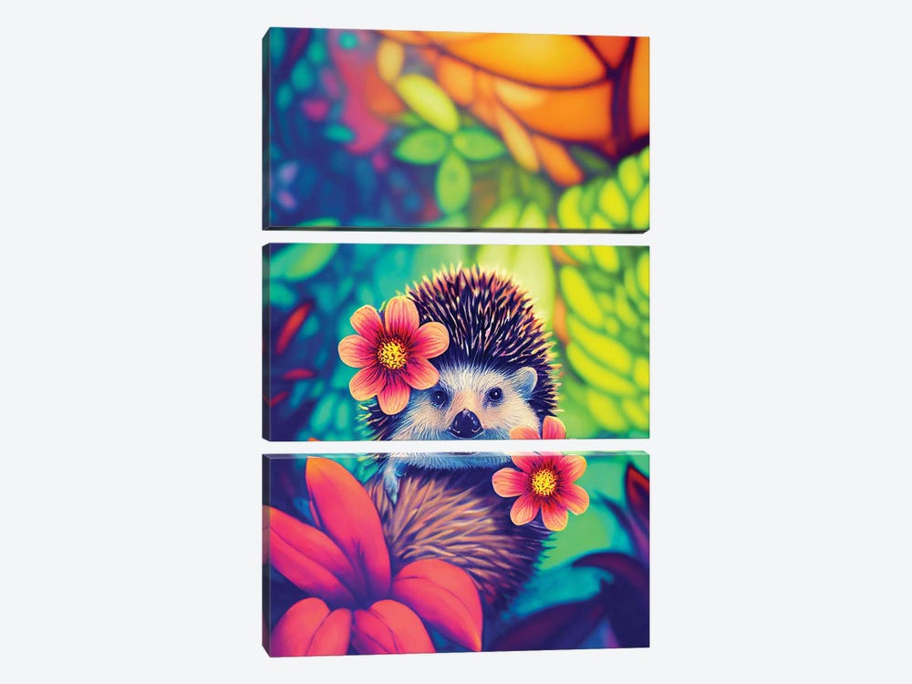 Colourful Hedgehog by Gloria Sánchez 3-piece Art Print