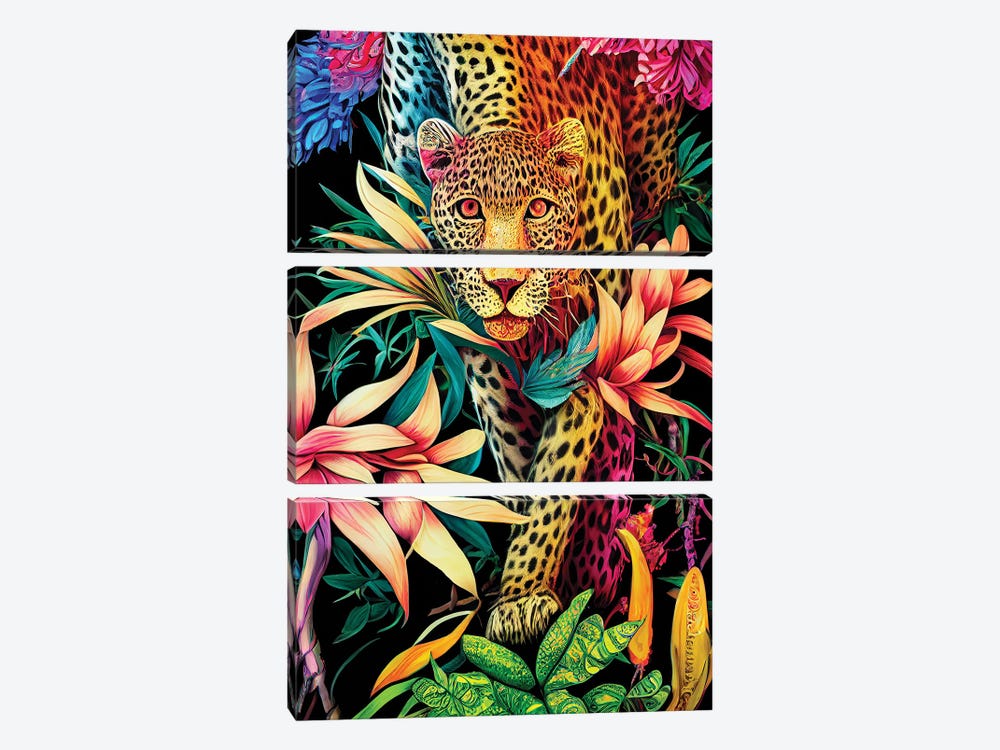 Colourful Leopard by Gloria Sánchez 3-piece Canvas Art Print