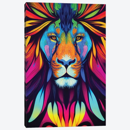 Colourful Lion Canvas Print #GSZ86} by Gloria Sánchez Canvas Print