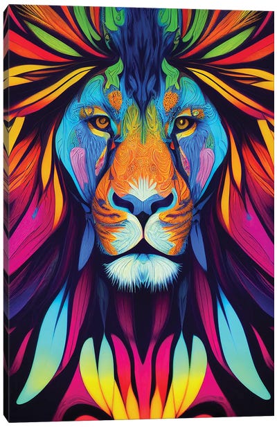 Colourful Lion Canvas Art Print - Chromatic Kingdom