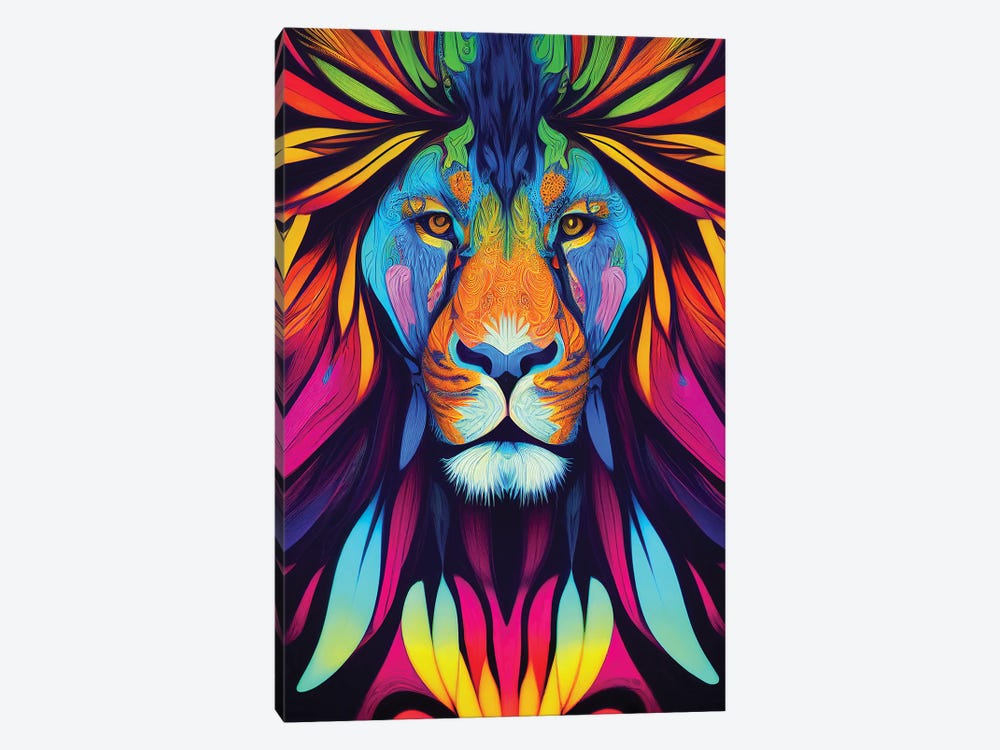 Colourful Lion by Gloria Sánchez 1-piece Canvas Wall Art