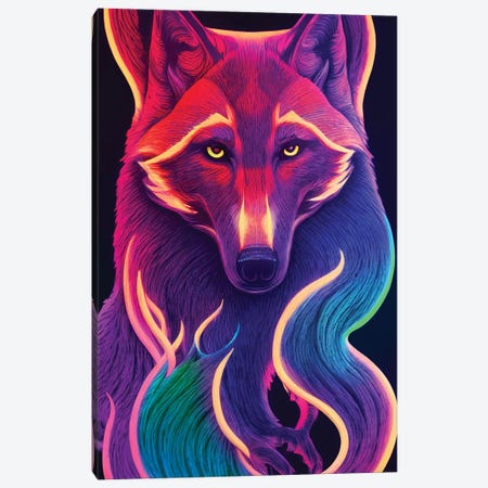Colourful Neon Fox Canvas Print #GSZ89} by Gloria Sánchez Canvas Art