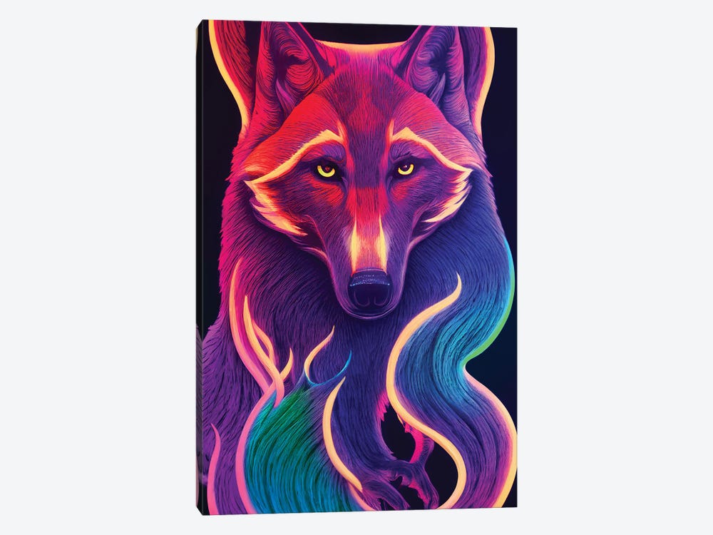Colourful Neon Fox by Gloria Sánchez 1-piece Canvas Print