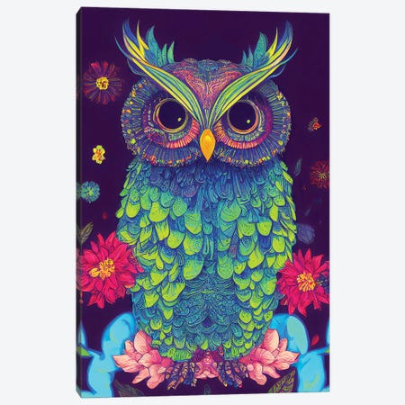 Colourful Owl Canvas Print #GSZ90} by Gloria Sánchez Art Print