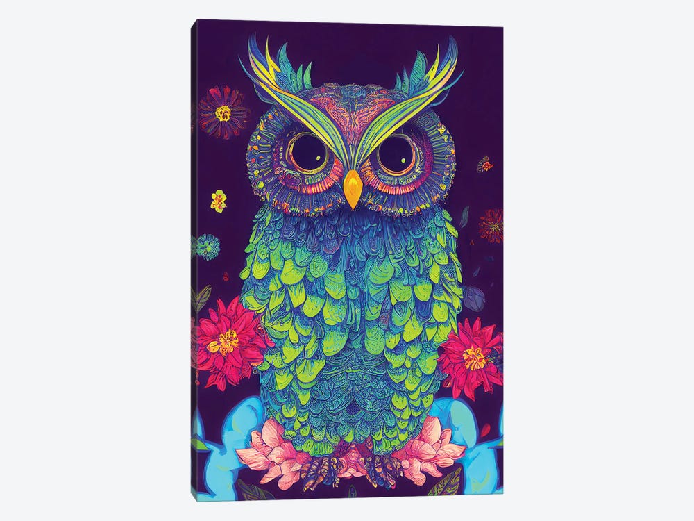 Colourful Owl by Gloria Sánchez 1-piece Canvas Print
