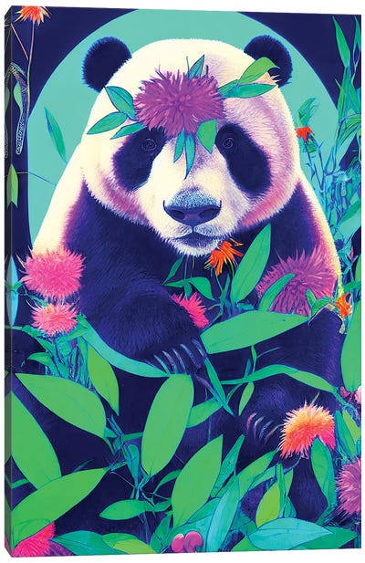 Colourful Panda Bear Canvas Art Print - Gloria Sánchez