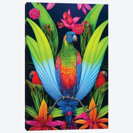 Colourful Parrot Canvas Print #GSZ92} by Gloria Sánchez Art Print