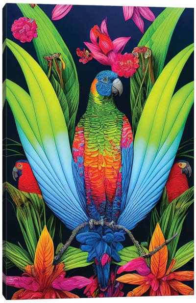 Colourful Parrot Canvas Art Print - Parrot Art