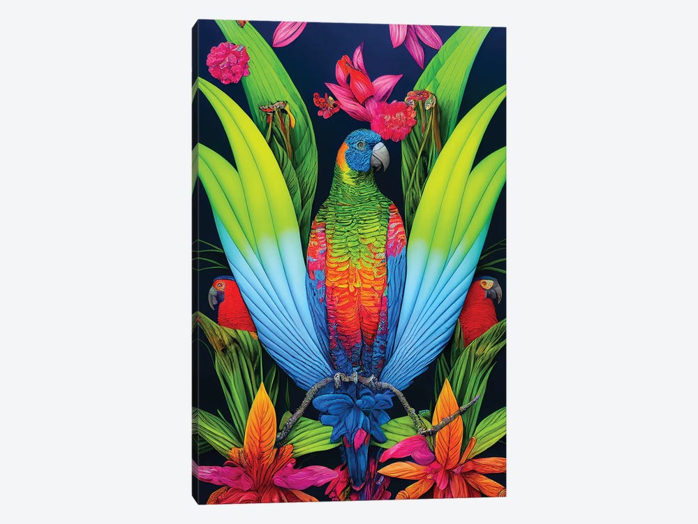 Colourful Parrot by Gloria Sánchez 1-piece Canvas Art Print