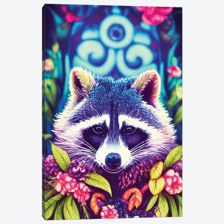 Colourful Raccoon Canvas Print #GSZ98} by Gloria Sánchez Canvas Art Print