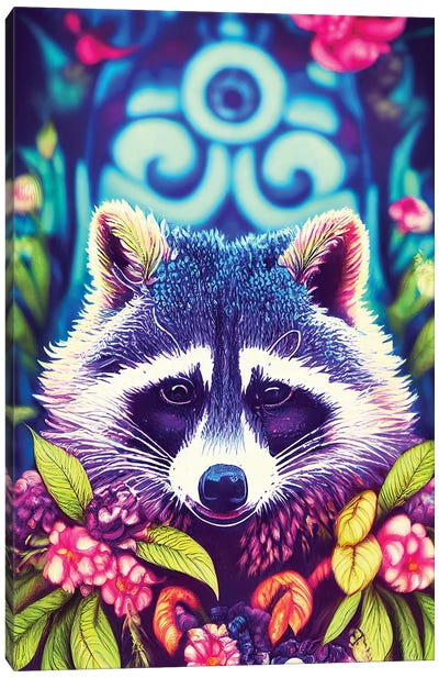 Colourful Raccoon Canvas Art Print - Raccoon Art