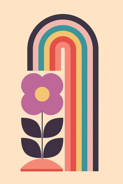 Gaite - Canvas Prints: Geometric Abstraction Rainbow Flower by Gaite