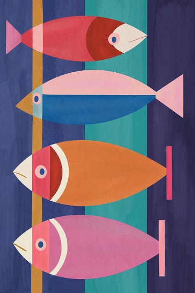 Gaite - Canvas Prints: Colorful Abstract Fish by Gaite