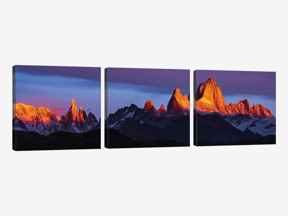 Argentina, Patagonia, Sunrise, colorful 3-piece Canvas Art Print
