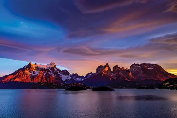 Mountain Sunrises & Sunsets: Chile, Torres de Paine, lenticular clouds by George Theodore