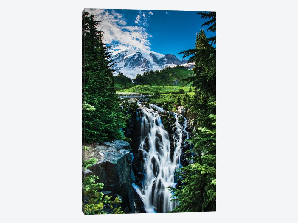 USA, Washington State, Mount Rainier National Park, Mount Rainier, waterfall by George Theodore 1-piece Art Print