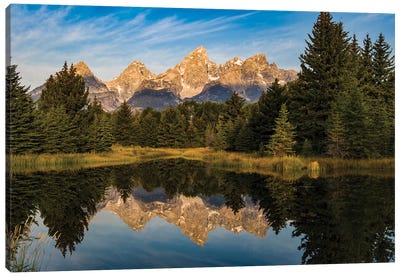 USA, Wyoming, Grand Teton National Park, reflections Canvas Art Print - Pine Tree Art