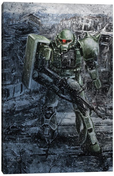 Zaku Patrolling Canvas Art Print - Gundam