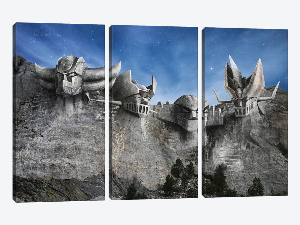 Rushmore Super Robot by Andrea Gatti 3-piece Canvas Print