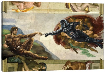 Father Vader Canvas Art Print - The Creation of Adam Reimagined