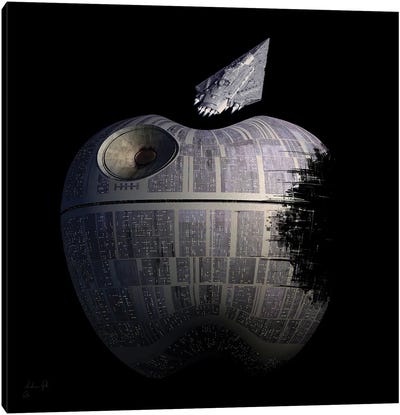 Death Star Apple Canvas Art Print - Action & Adventure Movie Art