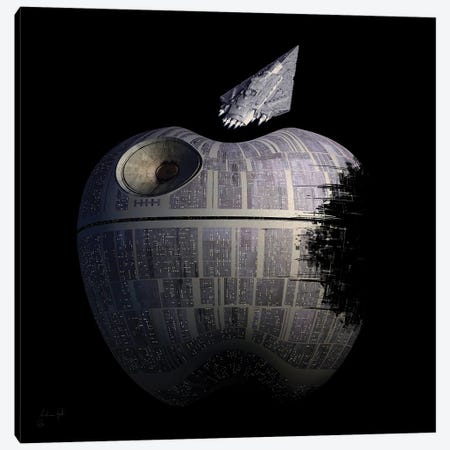 Death Star Apple Canvas Print #GTI29} by Andrea Gatti Canvas Artwork