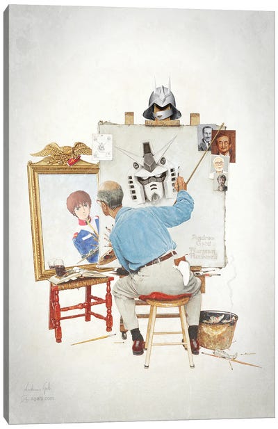 Tomino Triple Self Portrait Canvas Art Print - Anime TV Show Art