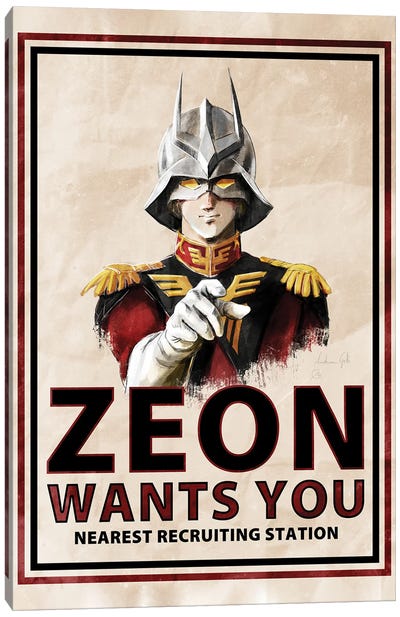 Zeon Wants You Char Canvas Art Print - Gundam