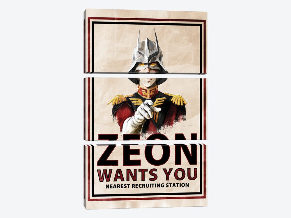 Zeon Wants You Char by Andrea Gatti 3-piece Canvas Print
