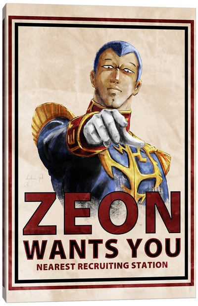 Zeon Wants You Gihren Canvas Art Print - Gundam