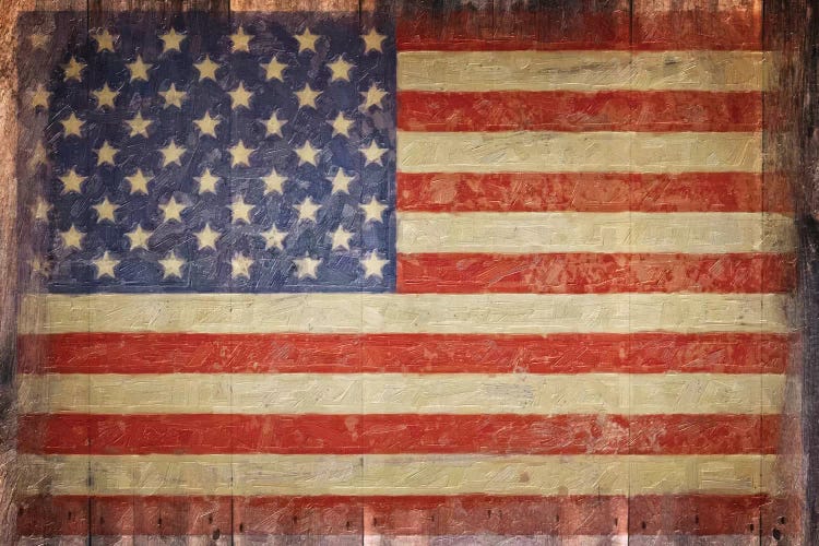 Vintage Flag On Barnwood