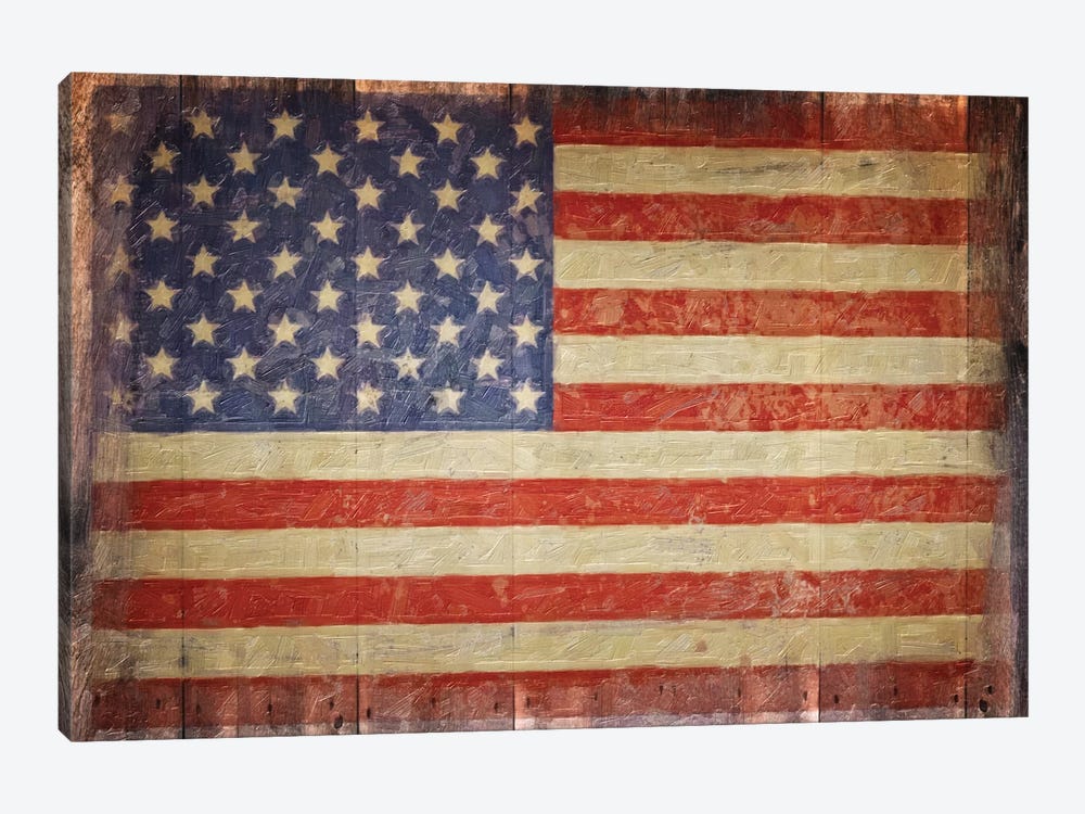 Vintage Flag On Barnwood 1-piece Canvas Art Print