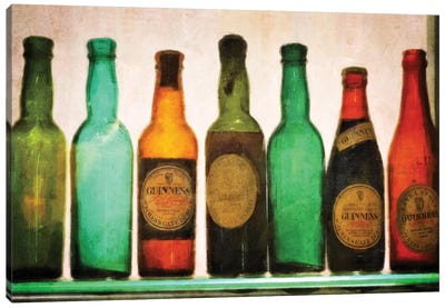 Vintage Guiness Bottles Canvas Art Print - Beer Art