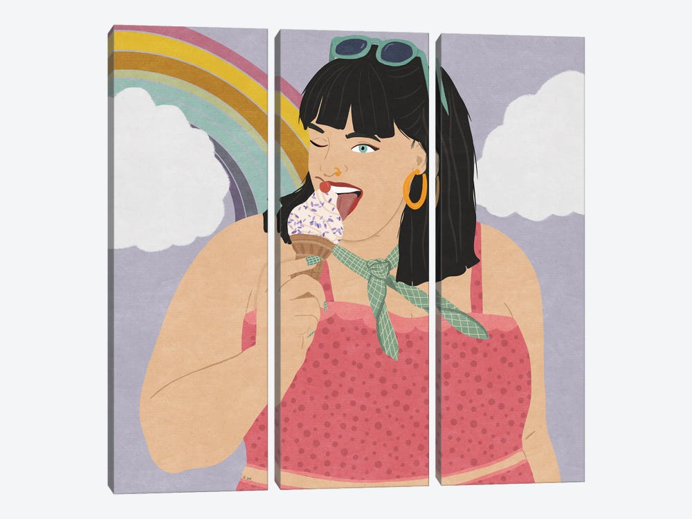 All Ice Cream And Rainbows by Sheila Gotti 3-piece Canvas Print
