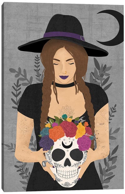 Spooky Season Canvas Art Print - Witch Art