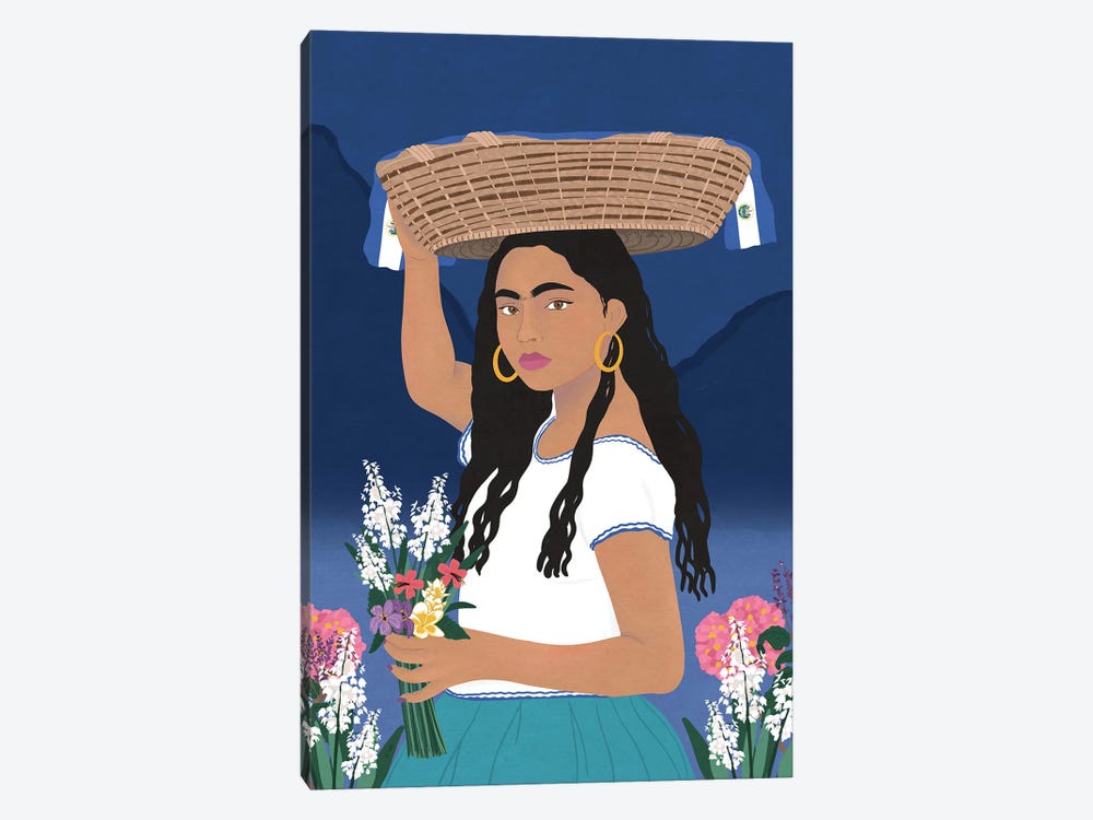 Salvadoran woman in blue by Sheila Gotti 1-piece Canvas Print