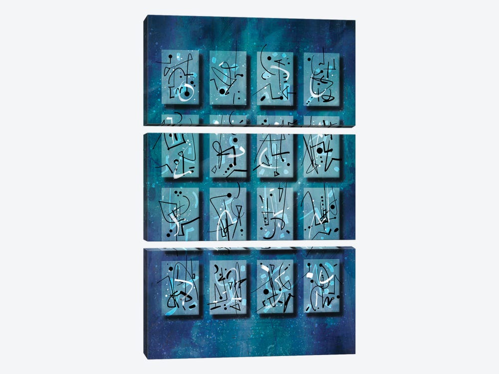 Variations in Blue I by Guillermo Arismendi 3-piece Canvas Print