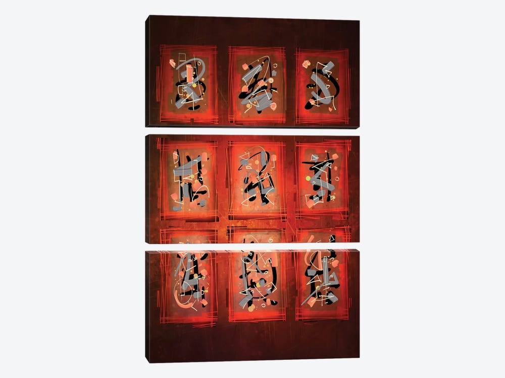 Variations in Red I by Guillermo Arismendi 3-piece Canvas Art