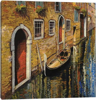 La Gondola Sul Canale Canvas Art Print - Guido Borelli